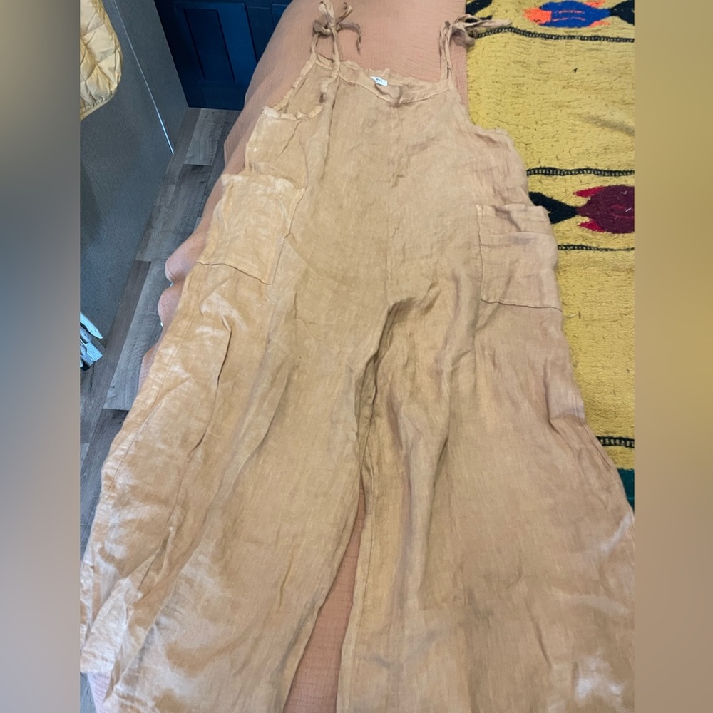 Wide leg linen jumpsuit